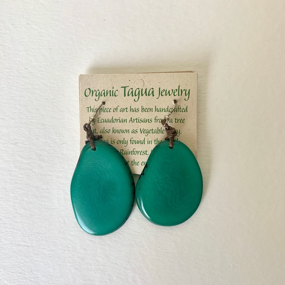 Organic Tagua Turquoise drop earring